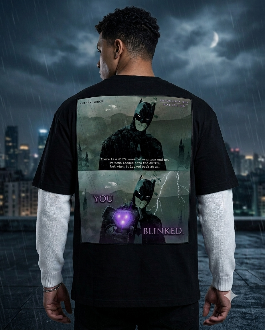 005: Solitude | Batman | Black with White Sleeve Oversized Tee