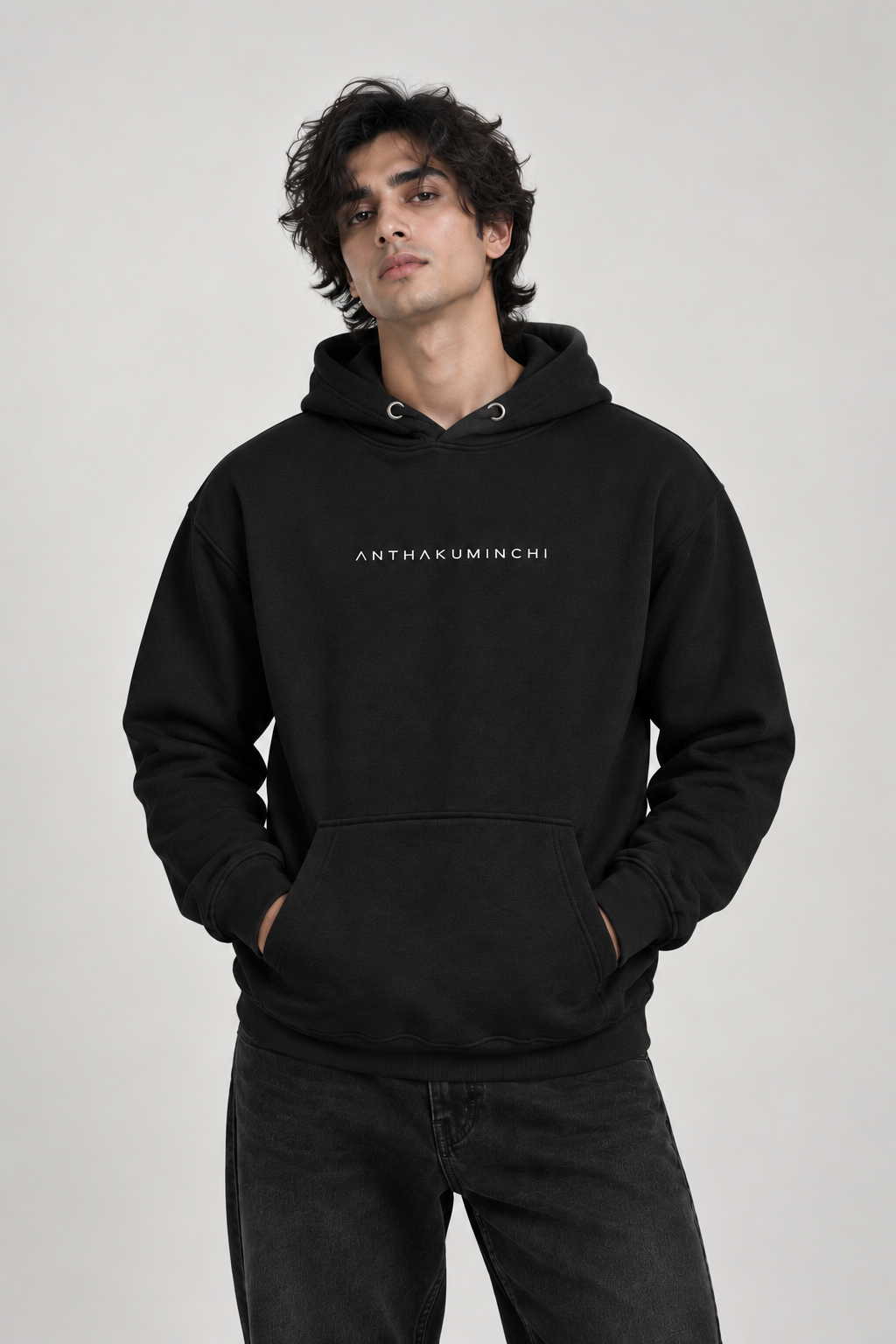 Anthakuminchi Regular Fit Hoodie (Black)