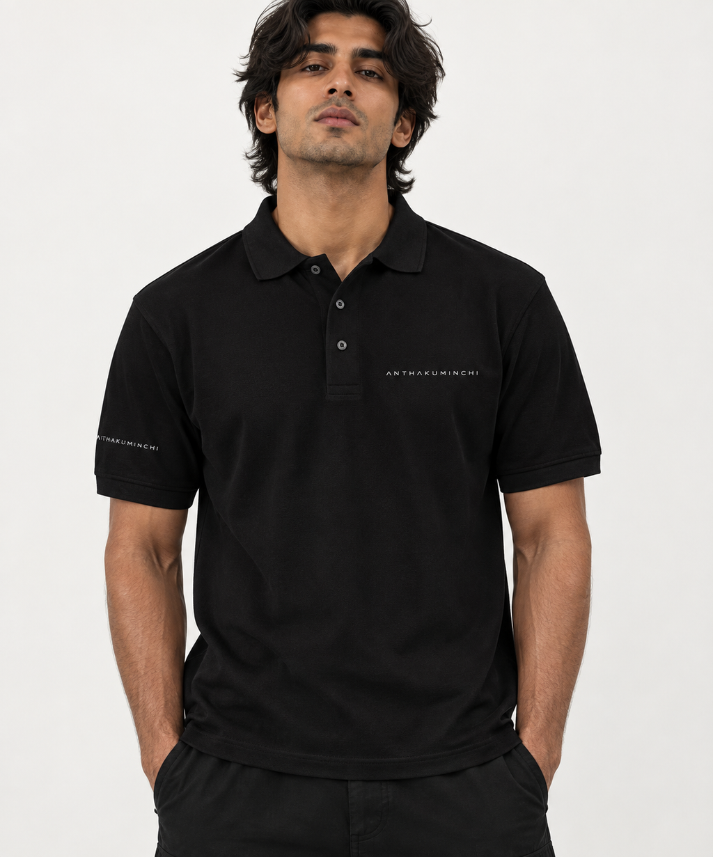 Anthakuminchi Half Sleeve Polo Tee (Black)