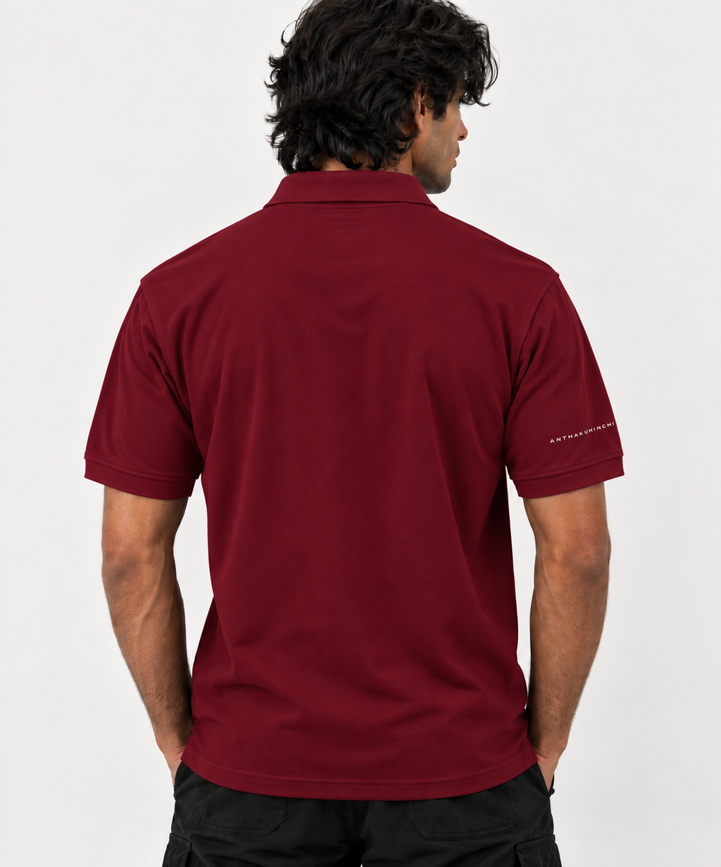 Anthakuminchi Half Sleeve Polo Tee (Maroon)