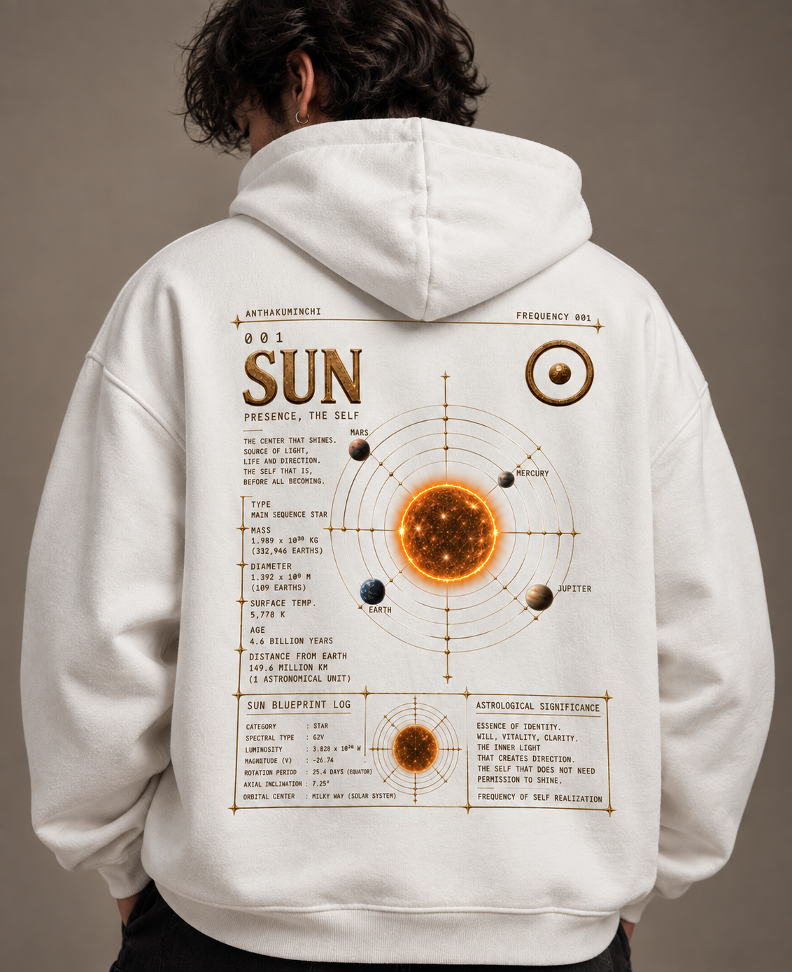 001: Presence | ☉ Sun | Oversized Hoodie (White)