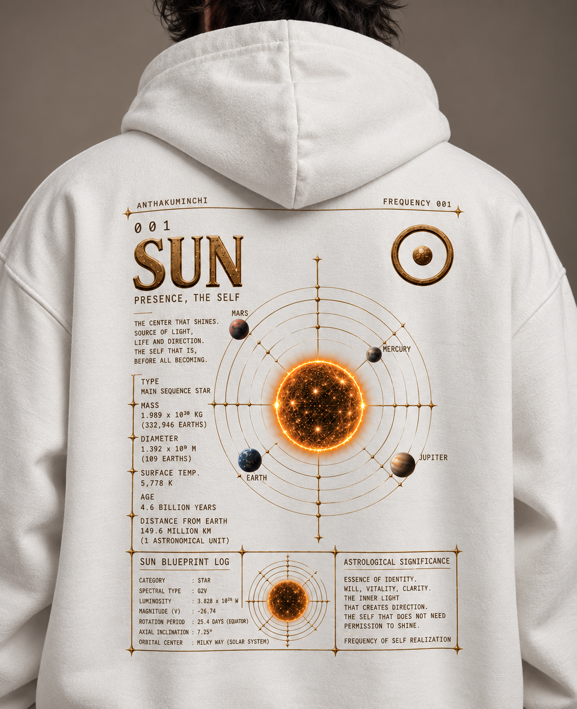 001: Presence | ☉ Sun | Oversized Hoodie (White)