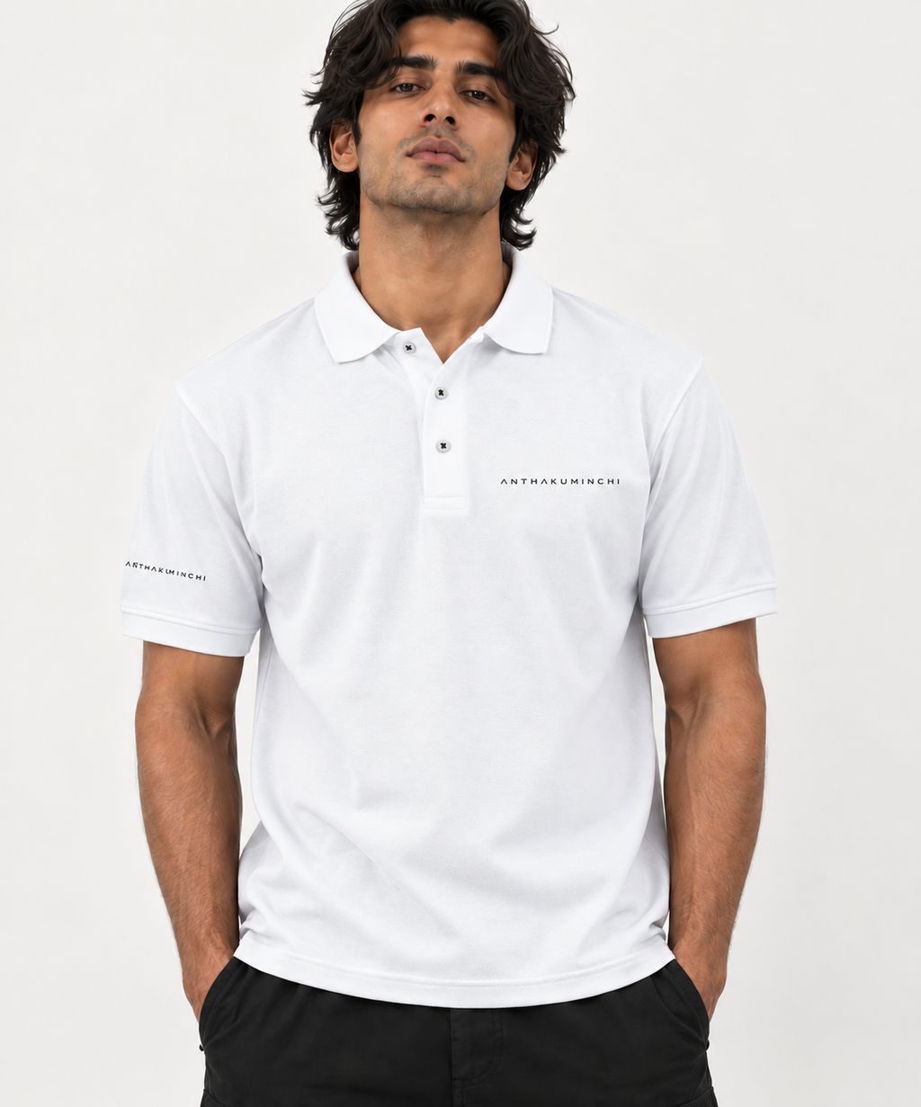 Anthakuminchi Half Sleeve Polo Tee (White)