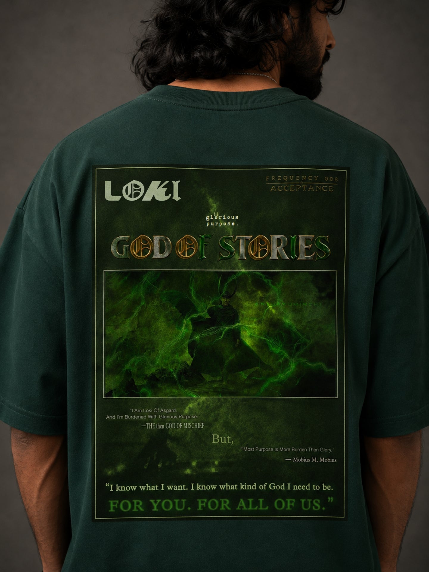 Frequency 008: ACCEPTANCE ( Bottle Green Oversized Tee)