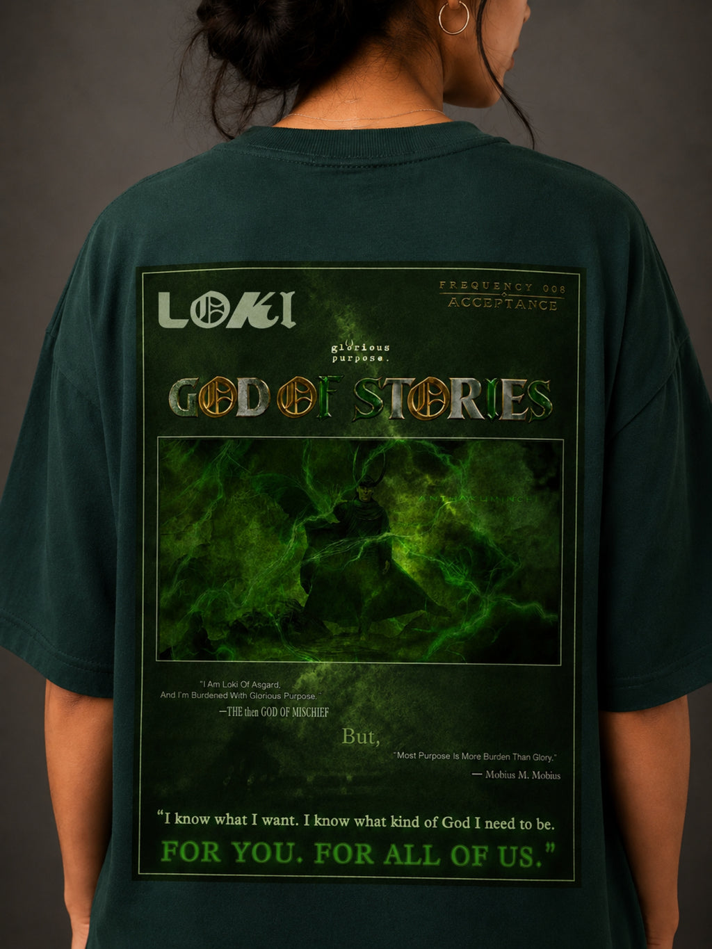 Frequency 008: ACCEPTANCE ( Bottle Green Oversized Tee)