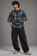 Anthakuminchi Special Acid Wash Oversized Tee (Blue Block Fade)