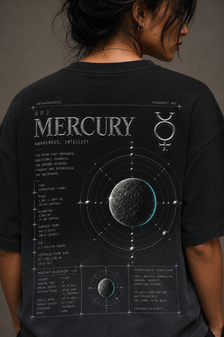 002: Awareness | ☿ Mercury | Black Ombré Wash Boxy Fit Tee