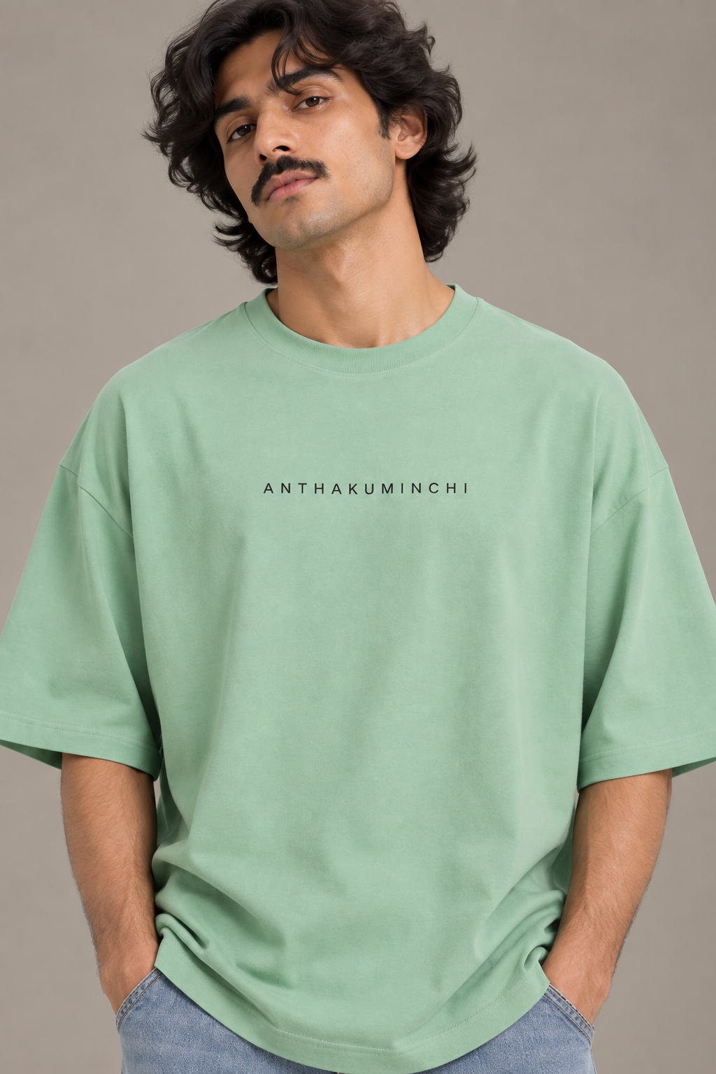 Anthakuminchi Oversized Tee (Sage Green)