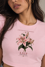 Anthakuminchi Lily Women Crop Top Tee (Baby Pink)