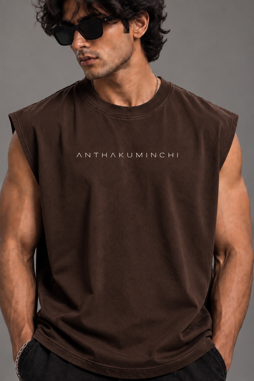 Anthakuminchi Oversized Tank Top (Chocolate Brown)