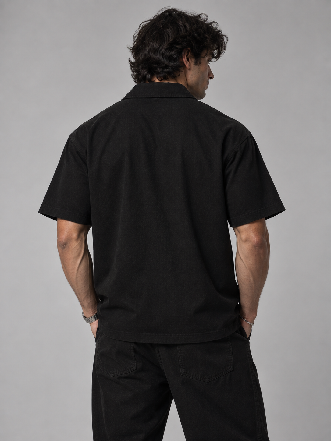 Michelangelo's Creation of Adam Boxy Fit Shirt (Black)