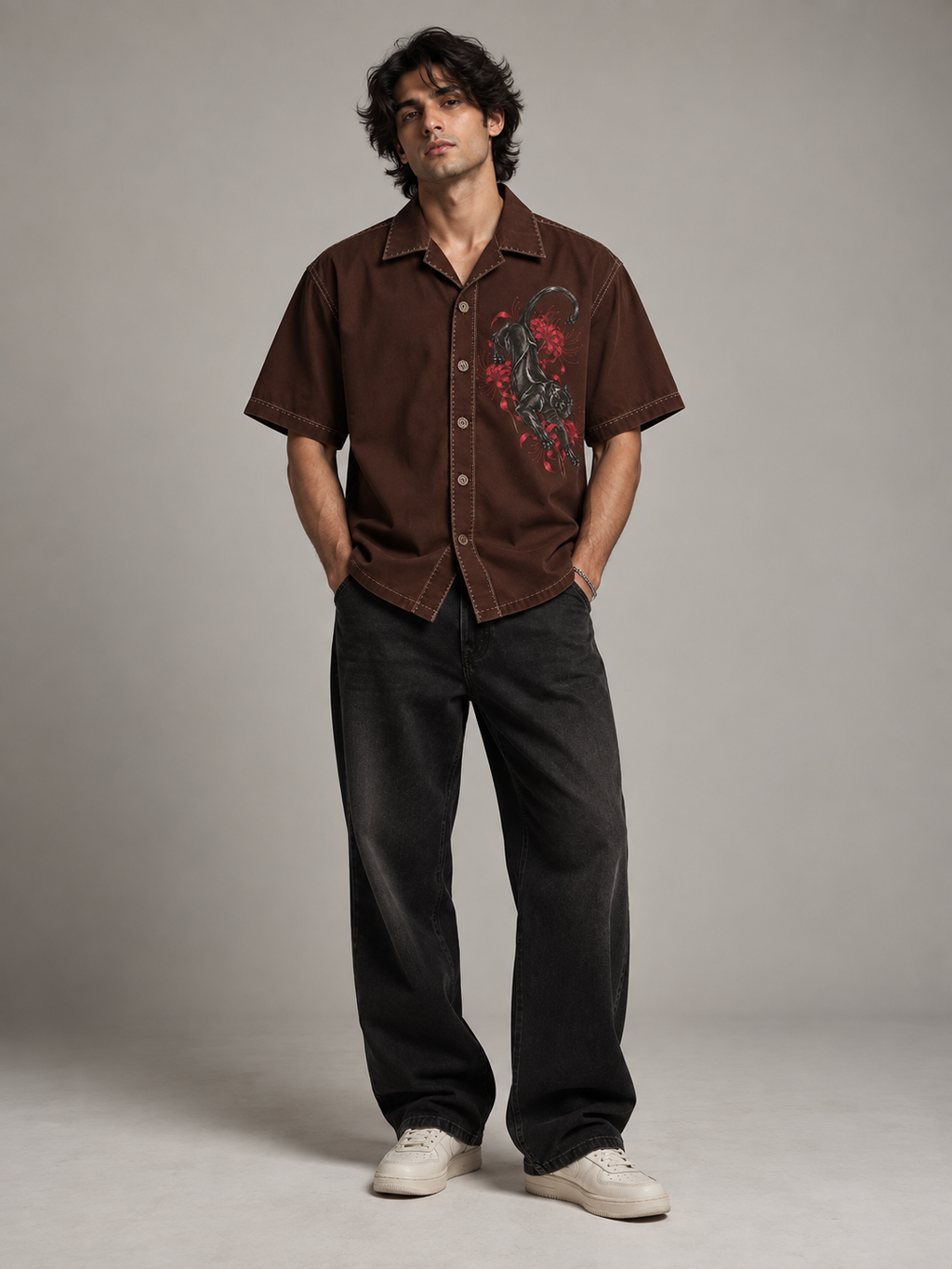 Kurohyou & Higanbana Premium Boxy Fit Shirt (Chocolate Brown)