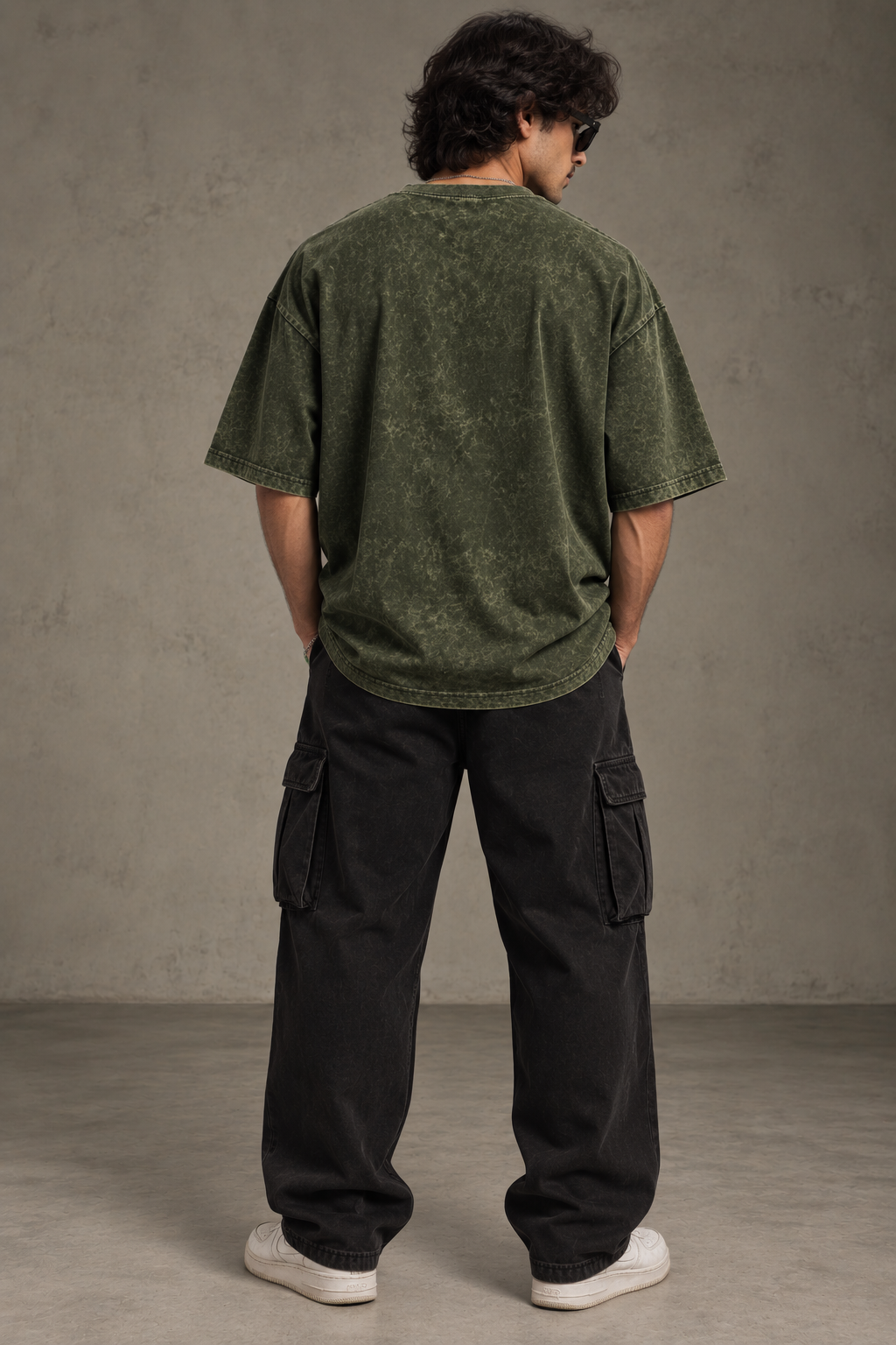 Anthakuminchi Special Acid Wash Oversized Tee (Army Green)