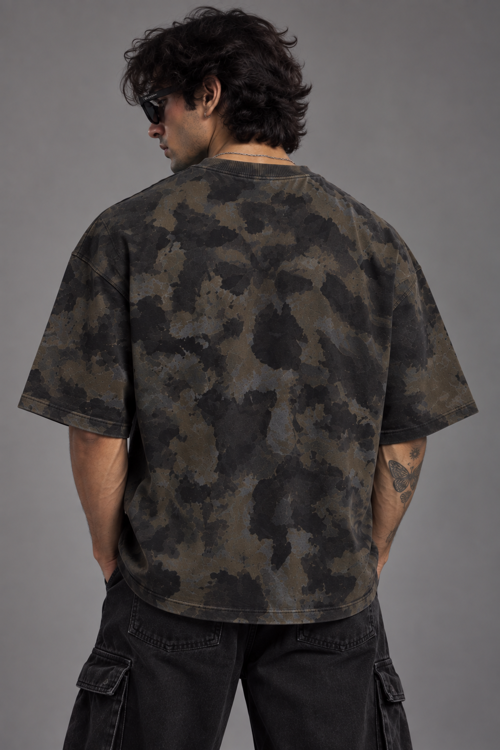 Anthakuminchi Special Acid Wash Oversized Tee (Camo Fade)
