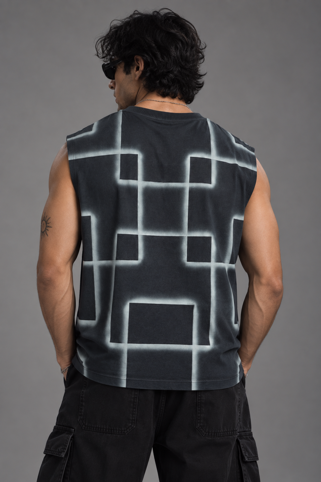 Anthakuminchi Special Acid Wash Tank Top (Blue Block Fade)