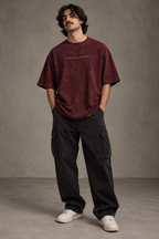 Anthakuminchi Special Acid Wash Oversized Tee (Maroon)