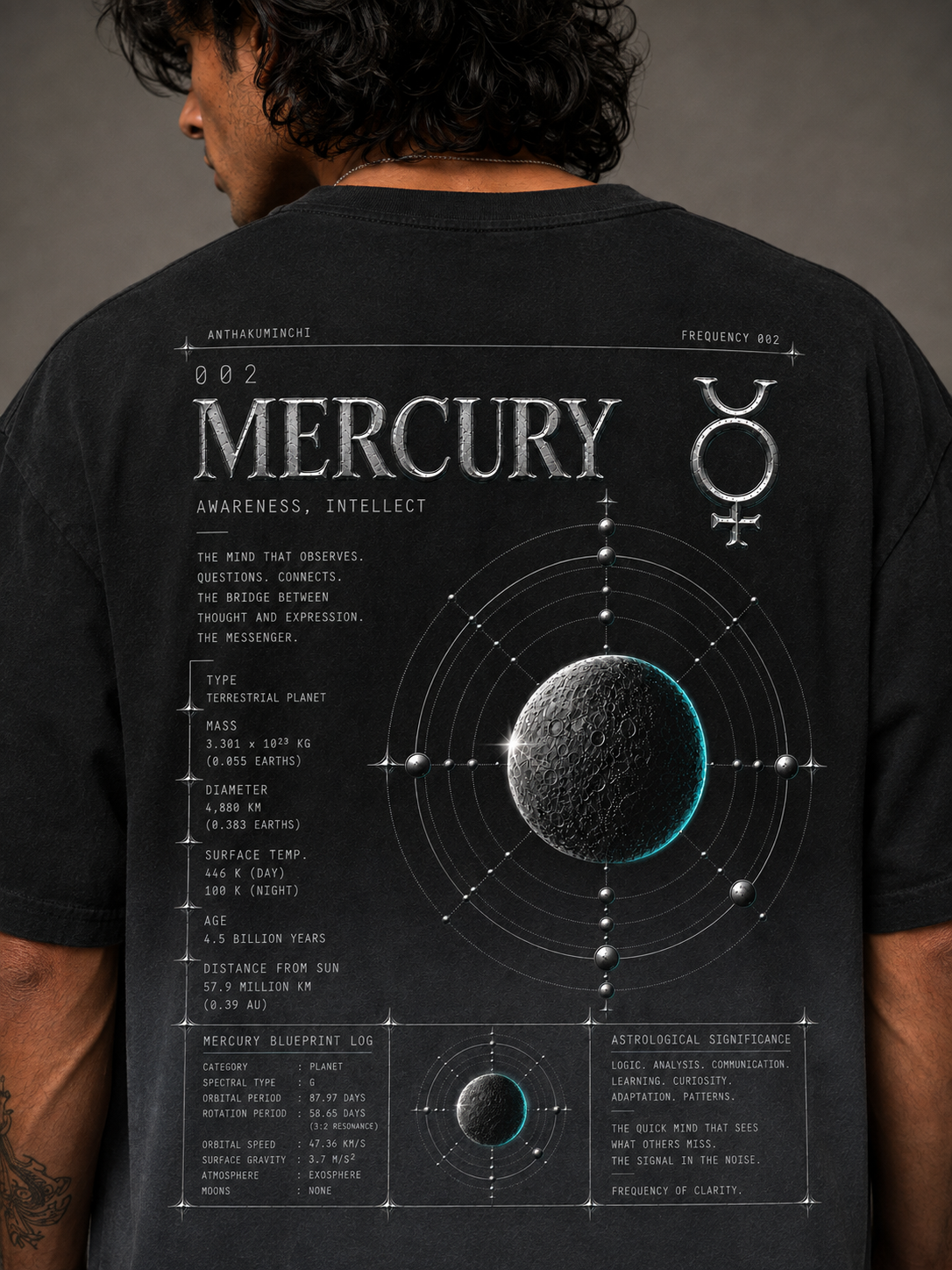 002: Awareness | ☿ Mercury | Black Ombré Wash Boxy Fit Tee