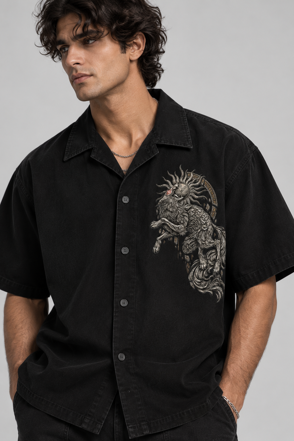 Fenrir Devouring the Sun Premium Boxy Fit Shirt (Black)