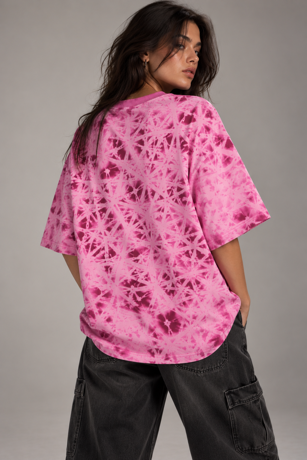 Anthakuminchi French Terry Oversized Tee (Baby Pink Triangular Fade)