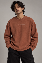 Anthakuminchi Brown Waffle Knit oversized Full-Sleeve