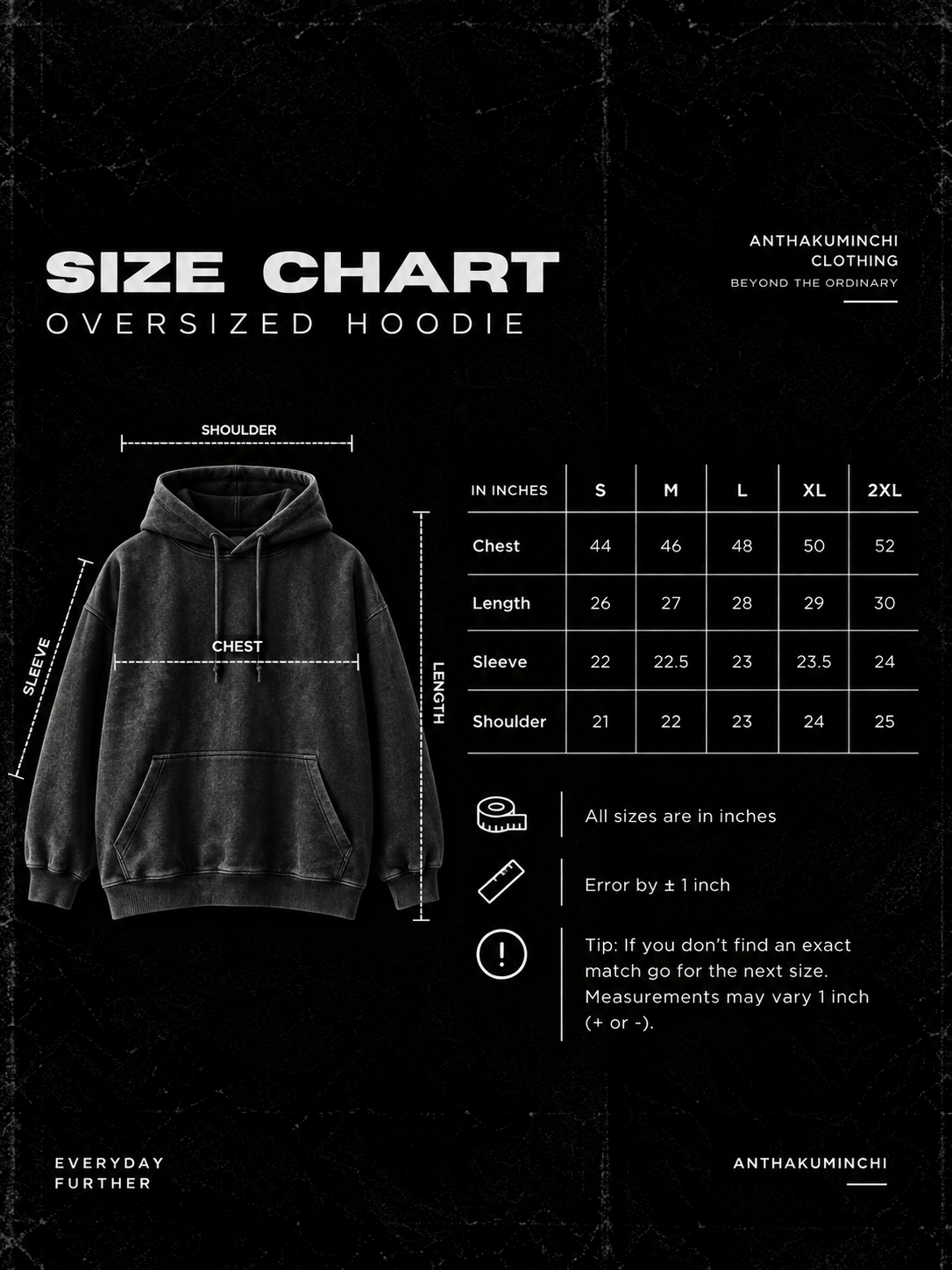 A N T H A K U M I N C H I core Oversized Zipper Hoodie (Black)