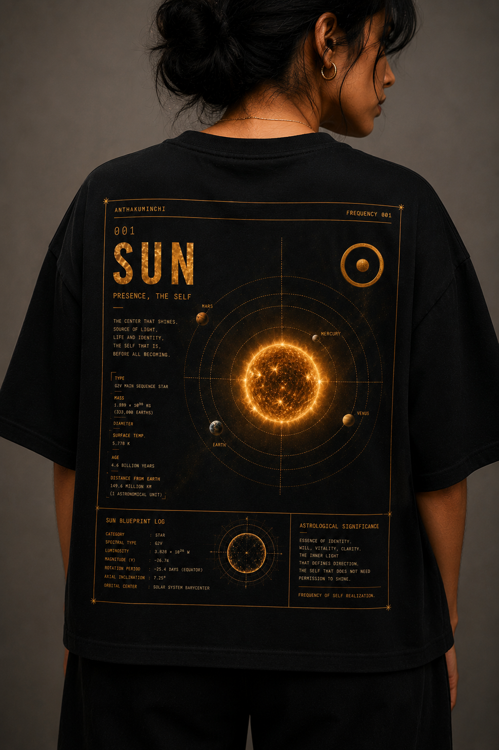 001 ☉ SUN: The Self (Black Boxy Fit Tee)