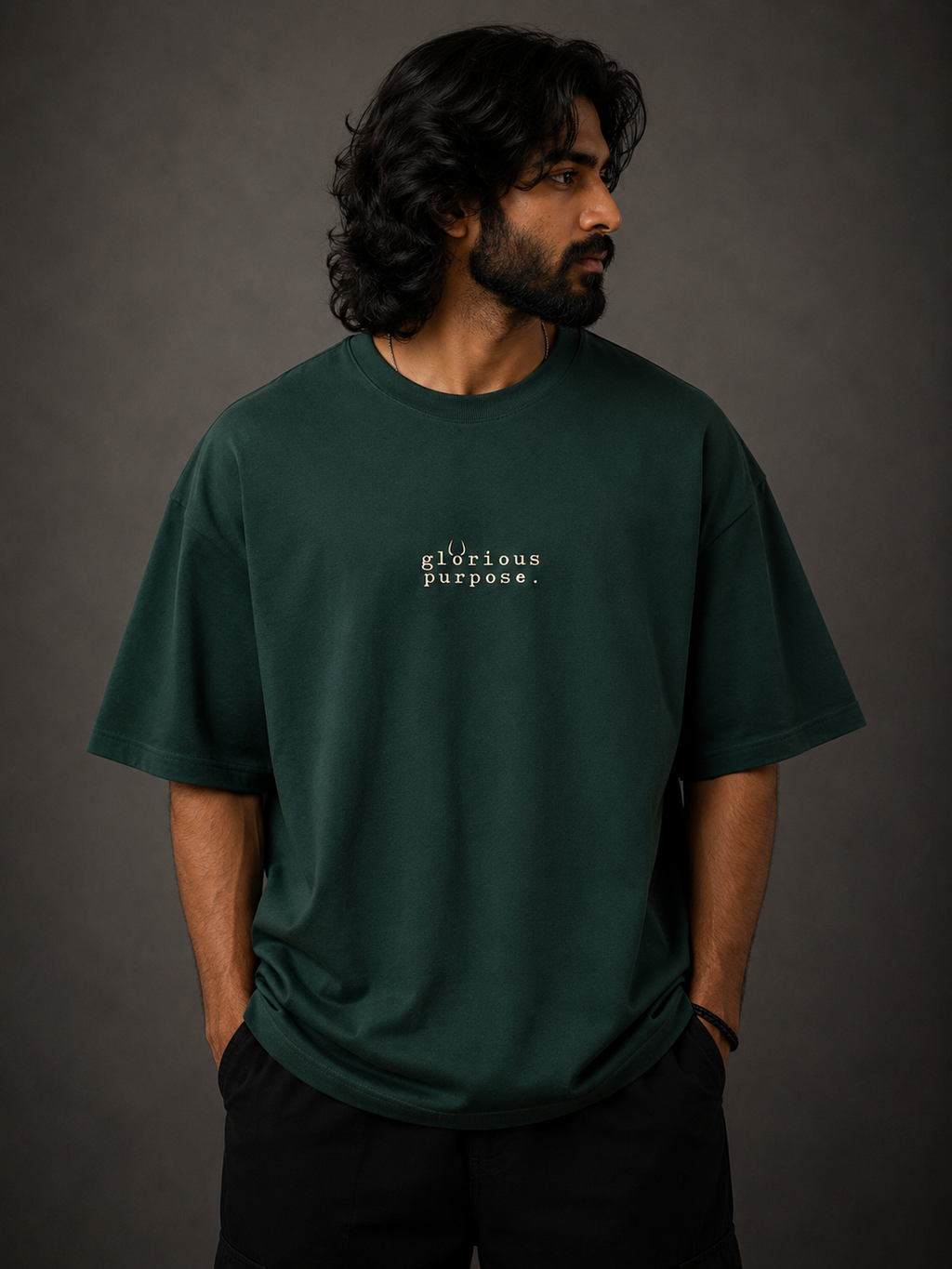 Frequency 008: ACCEPTANCE ( Bottle Green Oversized Tee)