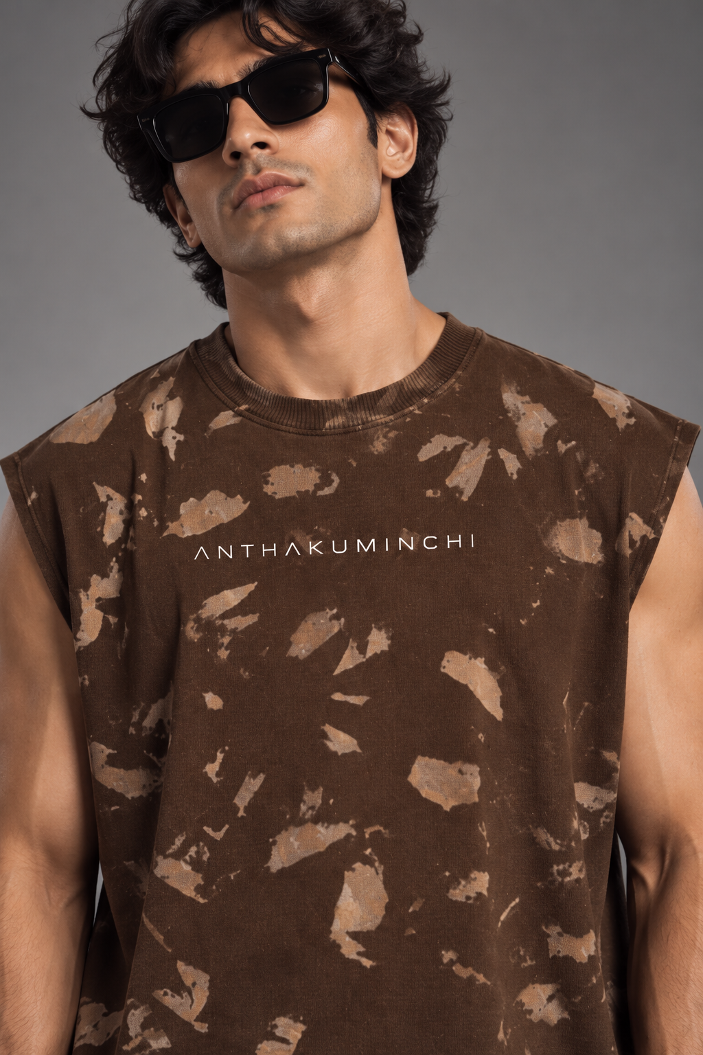 Anthakuminchi Special Acid Wash Tank Top (Brown Splatter Wash)