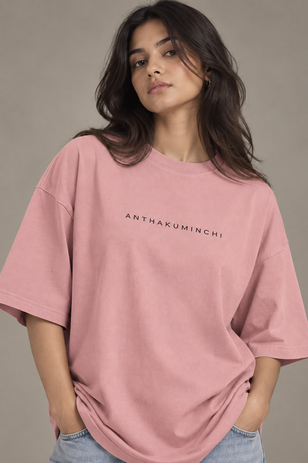 Anthakuminchi Oversized Tee (Rose Pink)