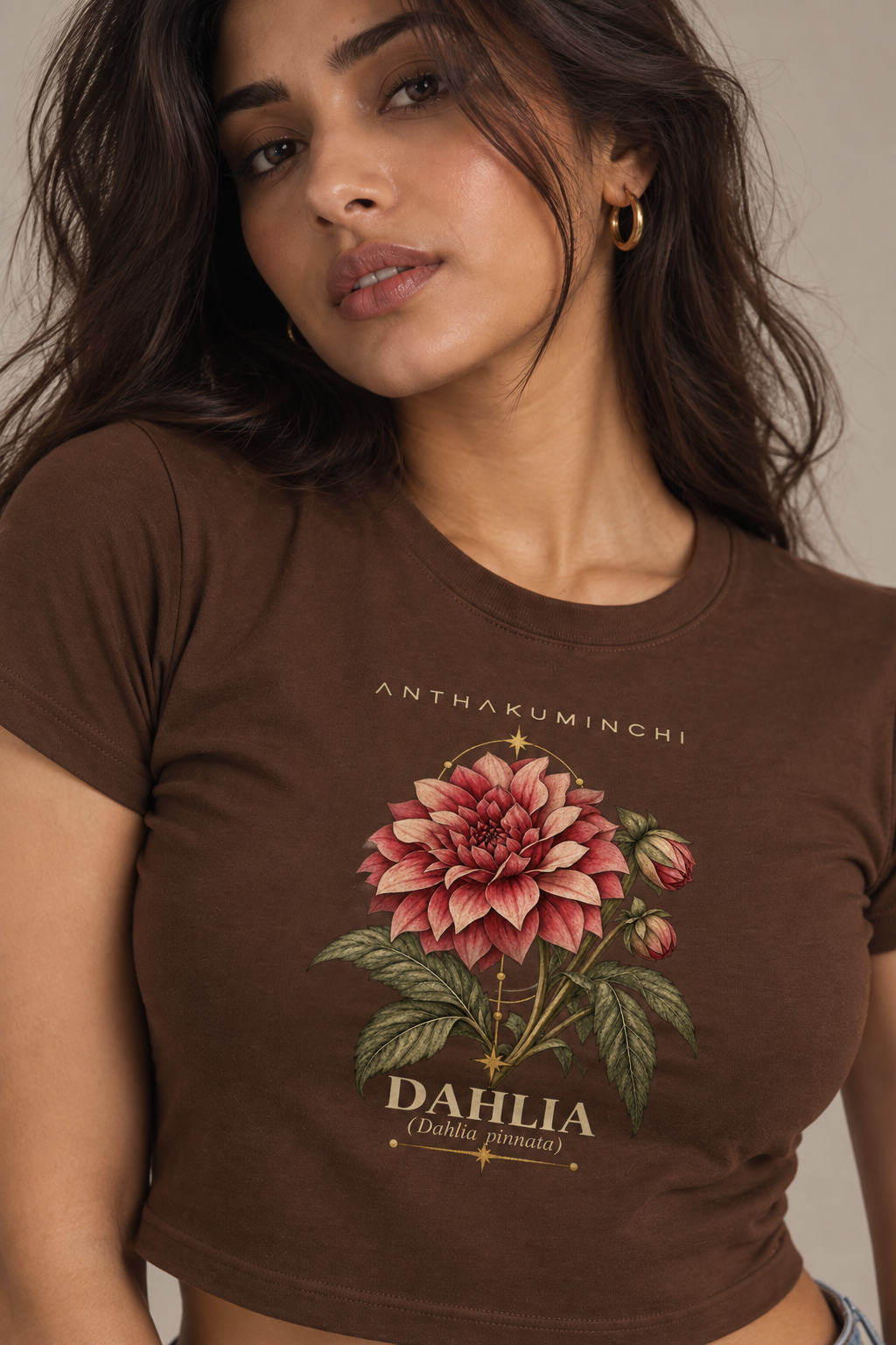 Anthakuminchi Dahlia Women Crop Tee (Mousse Brown)