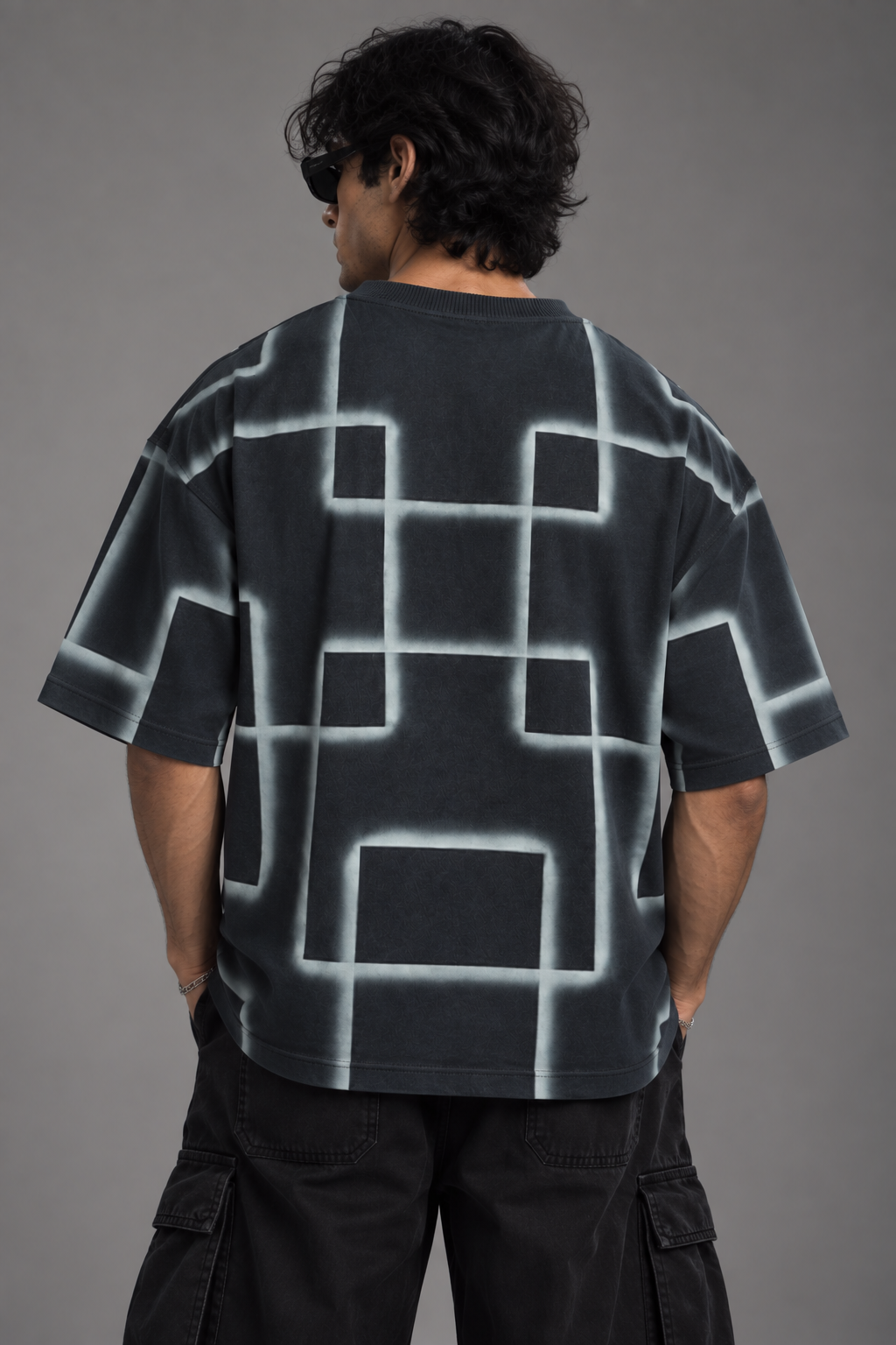 Anthakuminchi Special Acid Wash Oversized Tee (Blue Block Fade)