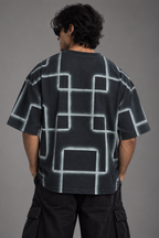 Anthakuminchi Special Acid Wash Oversized Tee (Blue Block Fade)