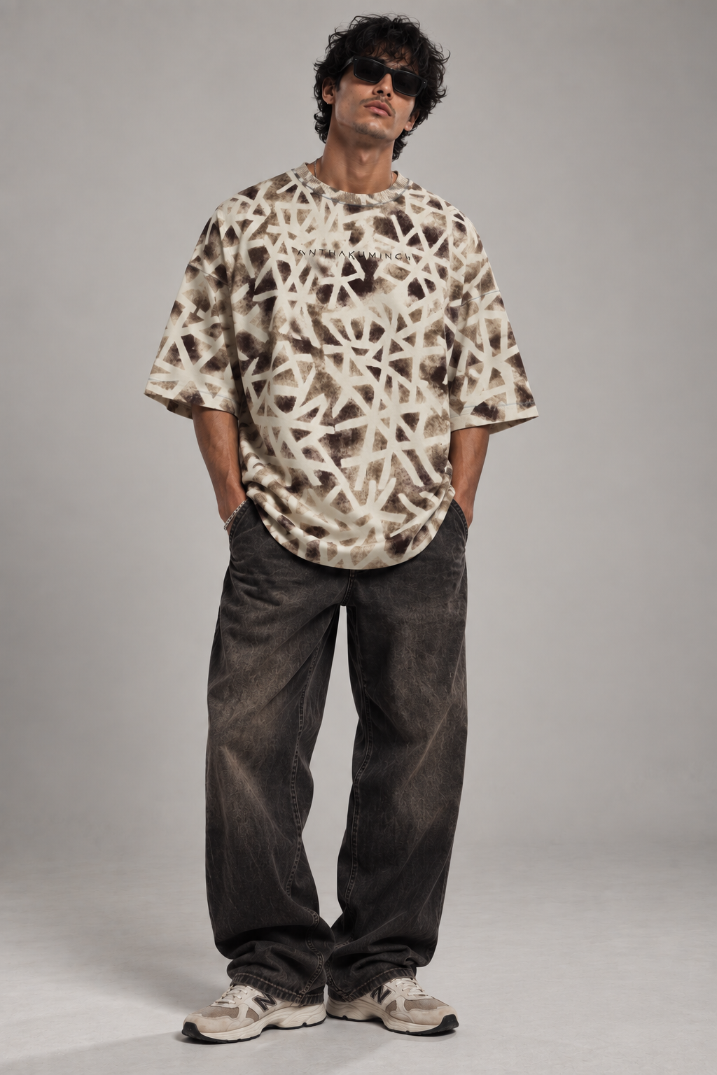 Anthakuminchi Special Acid Wash Oversized Tee (Triangular Fade)