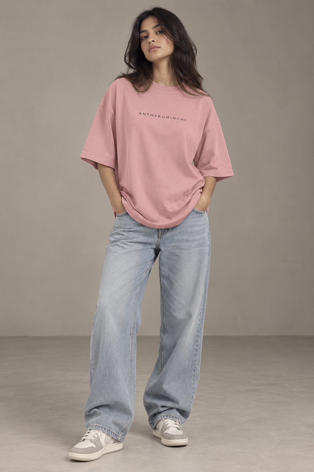 Anthakuminchi Oversized Tee (Rose Pink)