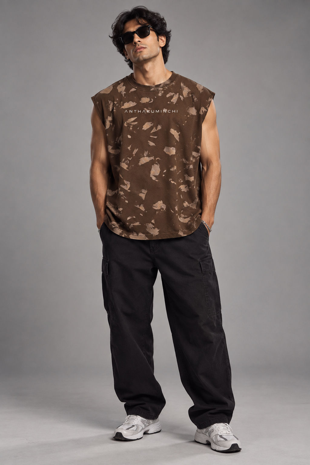 Anthakuminchi Special Acid Wash Tank Top (Brown Splatter Wash)
