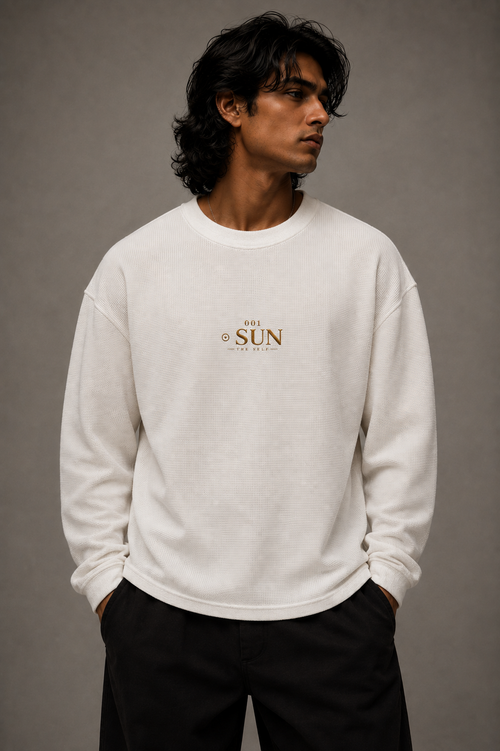 001 ☉ SUN: The Self (Off-white Waffle Knit Oversized)