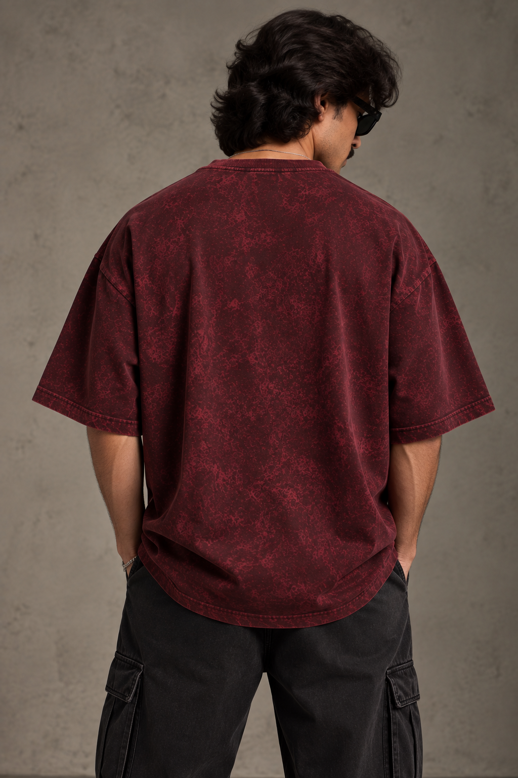 Anthakuminchi Special Acid Wash Oversized Tee (Maroon)