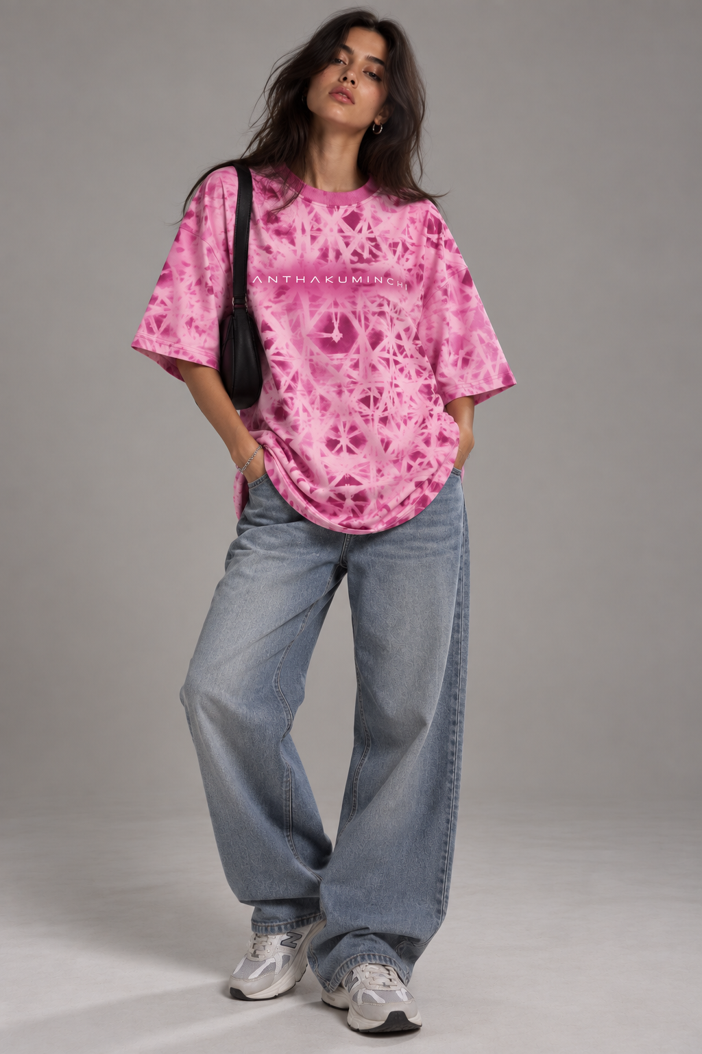 Anthakuminchi French Terry Oversized Tee (Baby Pink Triangular Fade)