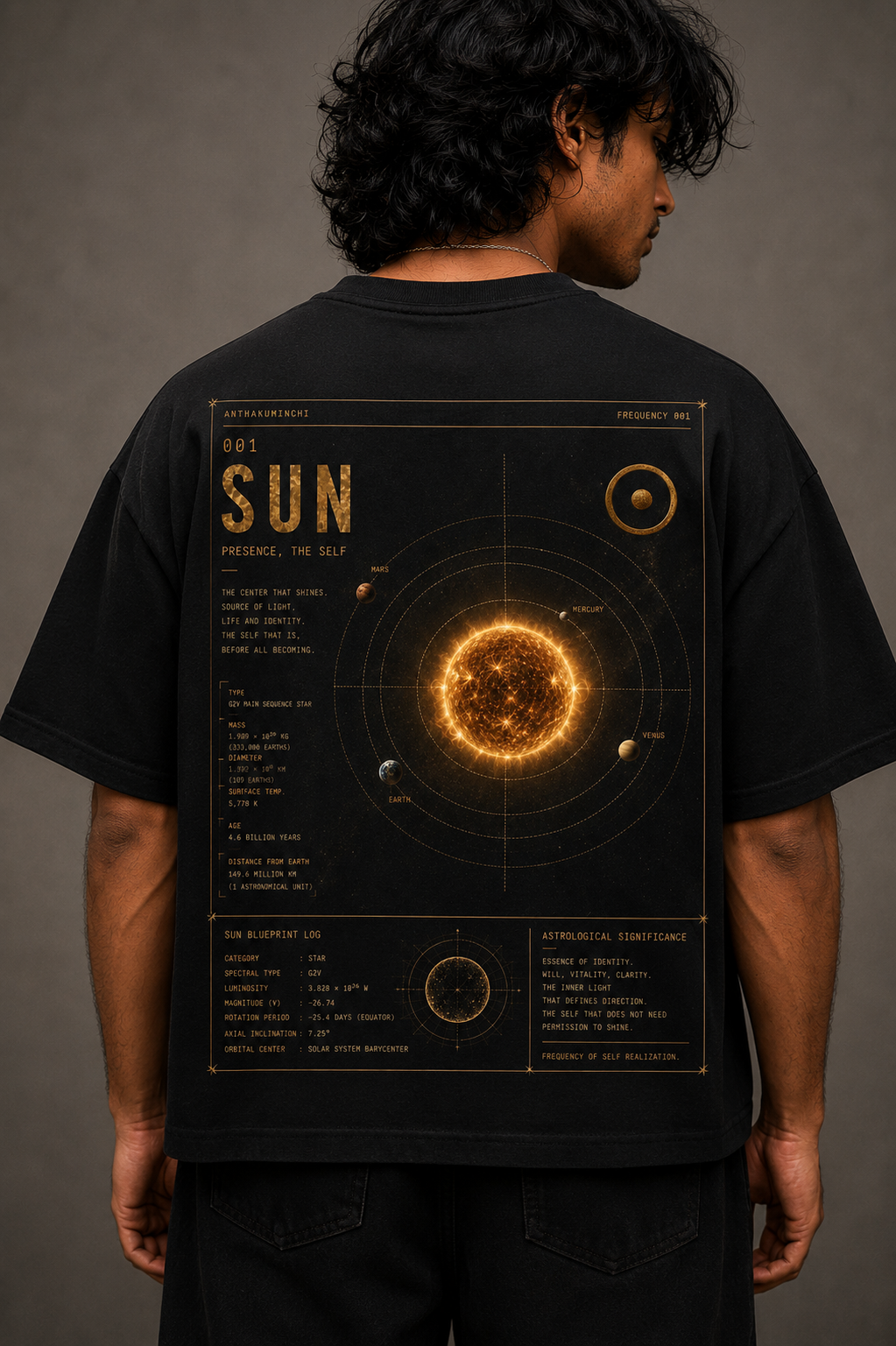 001 ☉ SUN: The Self (Black Boxy Fit Tee)