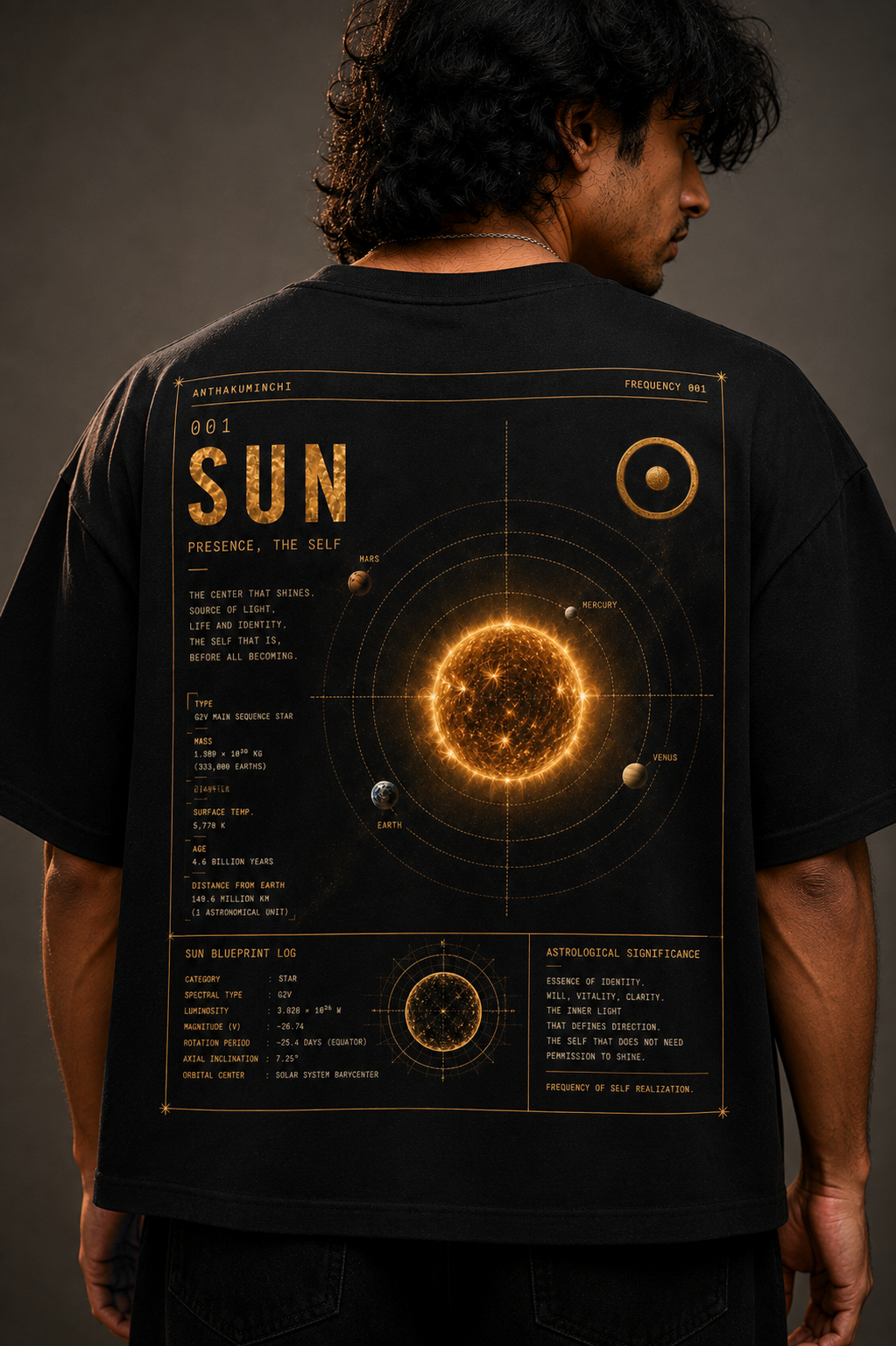 001 ☉ SUN: The Self (Black Boxy Fit Tee)
