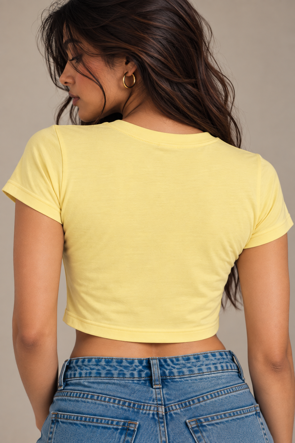 Anthakuminchi Sunflower Women Crop Top Tee (Butter Yellow)