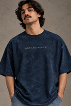 Anthakuminchi Special Acid Wash Oversized Tee (Navy Blue)