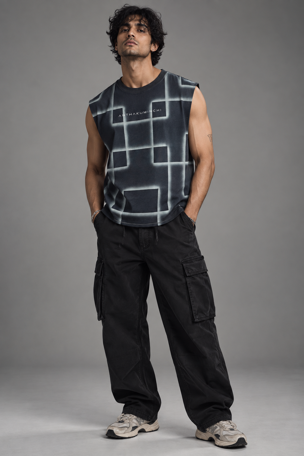 Anthakuminchi Special Acid Wash Tank Top (Blue Block Fade)