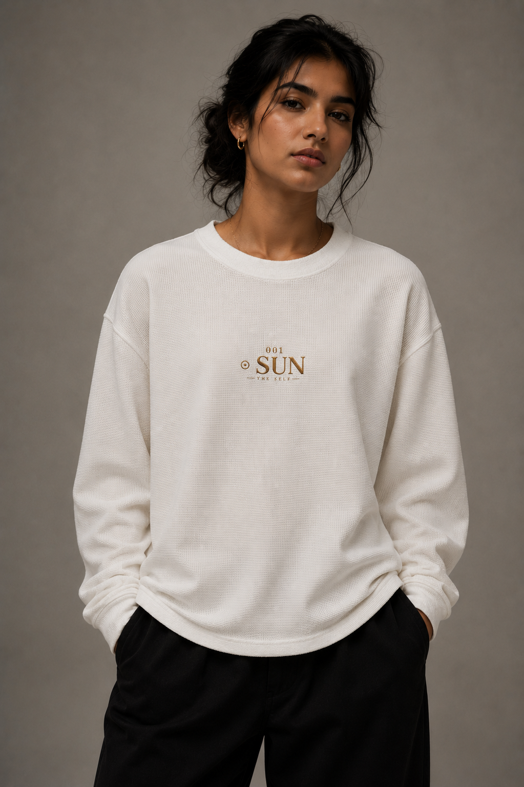 001 ☉ SUN: The Self (Off-white Waffle Knit Oversized)