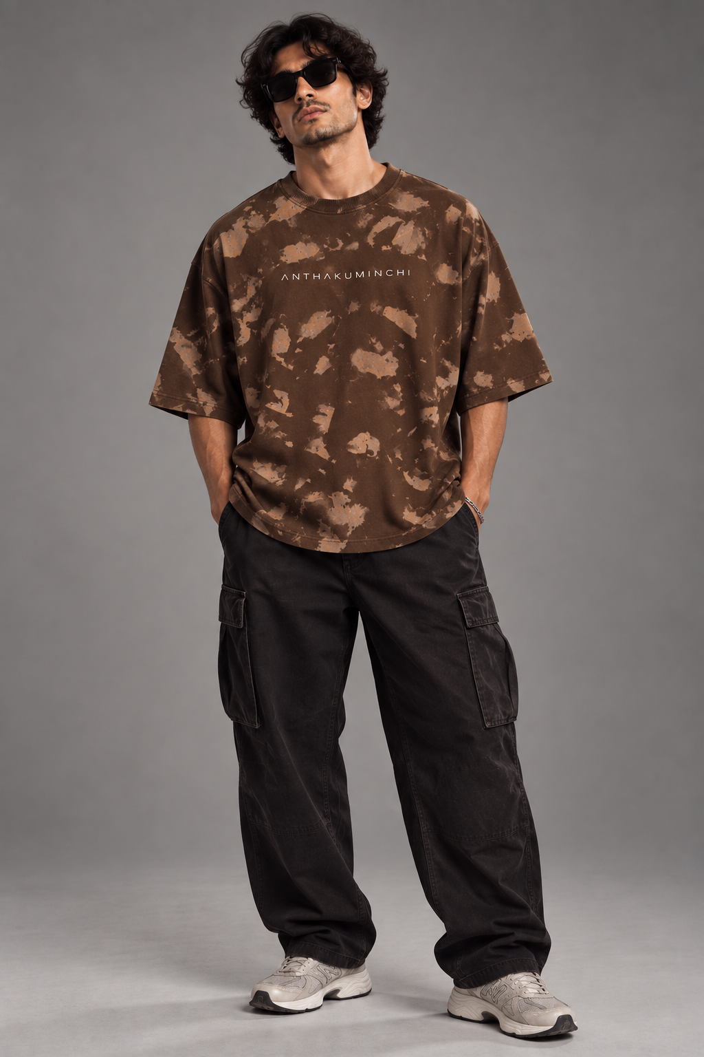 Anthakuminchi Special Acid Wash Oversized Tee (Brown Splatter Wash)