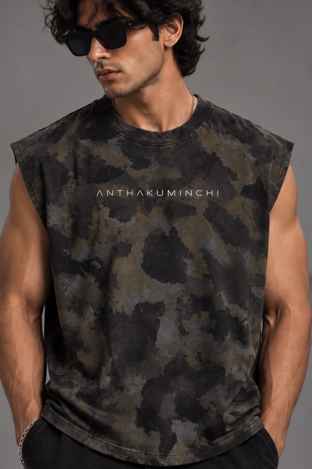 Anthakuminchi Special Acid Wash Tank Top (Camo Fade)