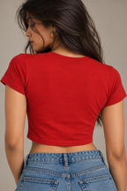 Anthakuminchi Rose Women Crop Top Tee (Red)