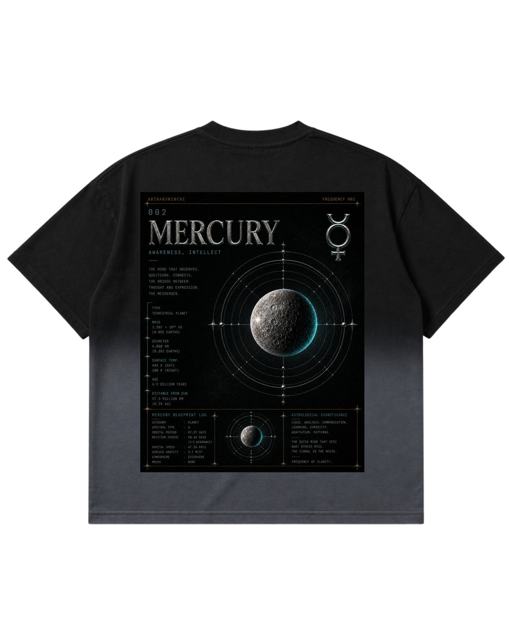 Black Ombré Wash Boxy Fit T-shirt Back Design