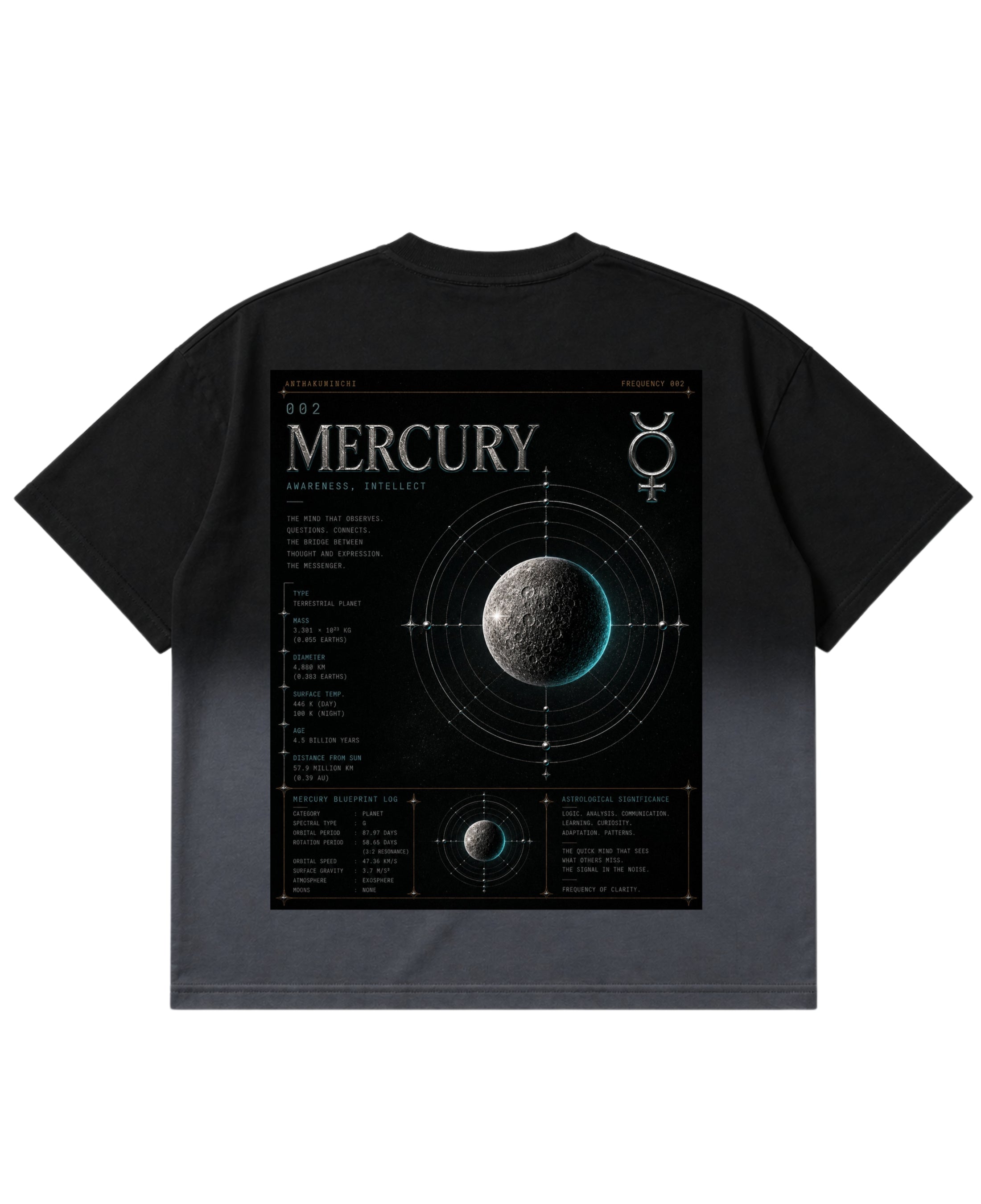 Black Ombré Wash Boxy Fit T-shirt Back Design