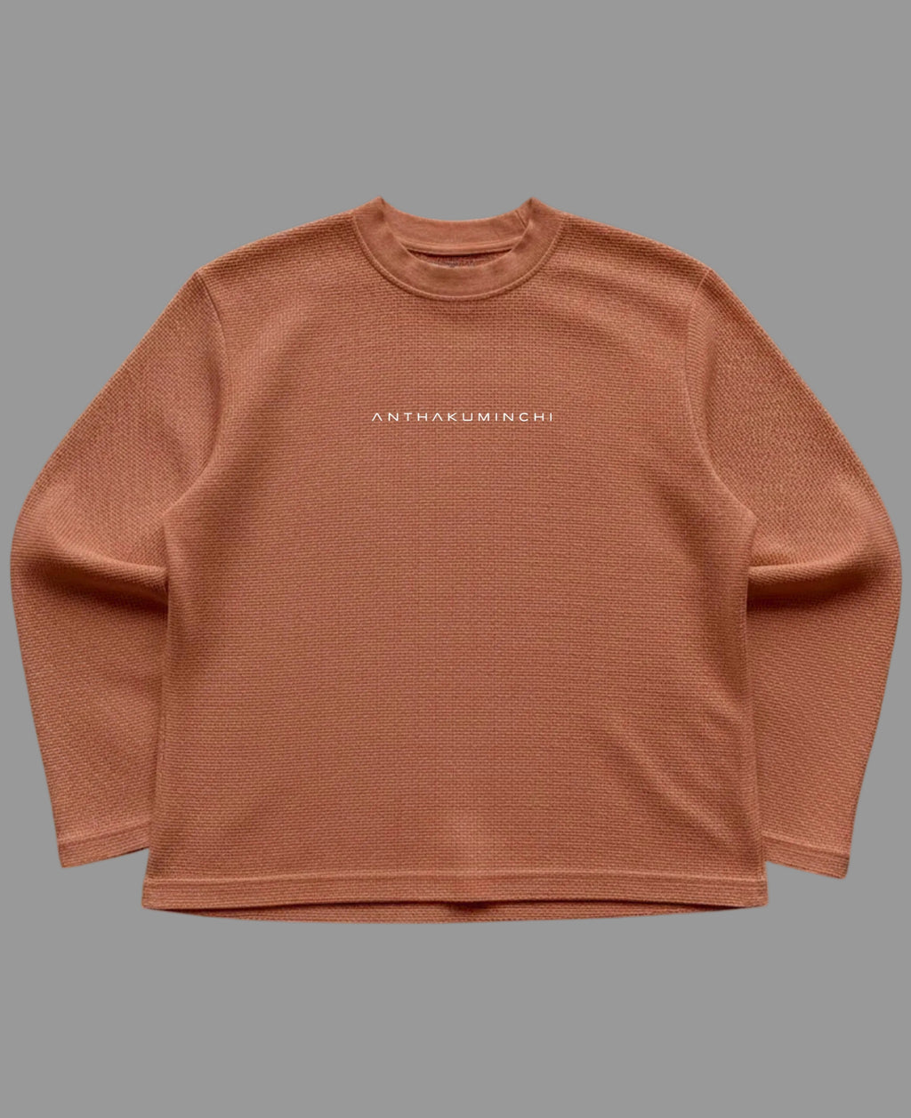 Brown waffle knit oversized full-sleeve Front Design
